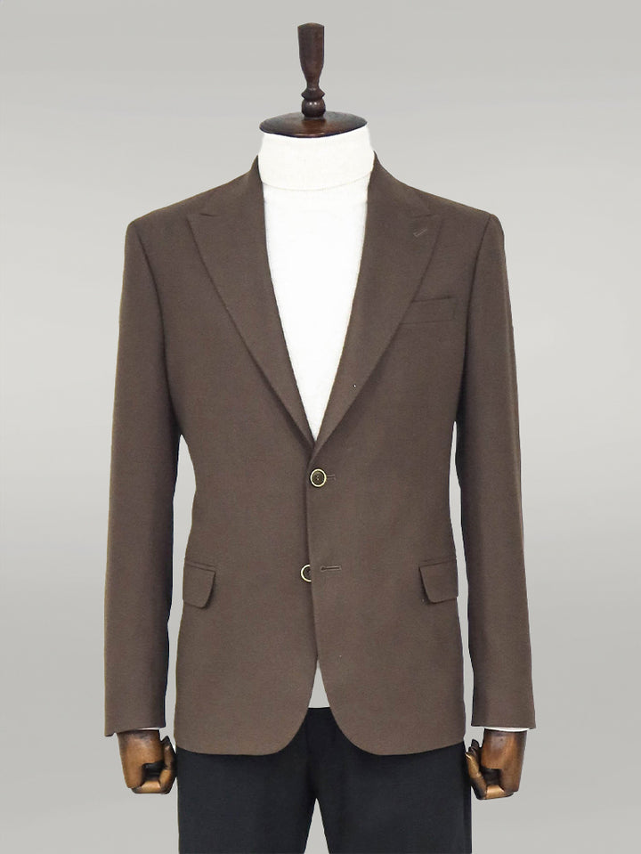 Plain Slim Fit Sport Brown Men Blazer - Wessi