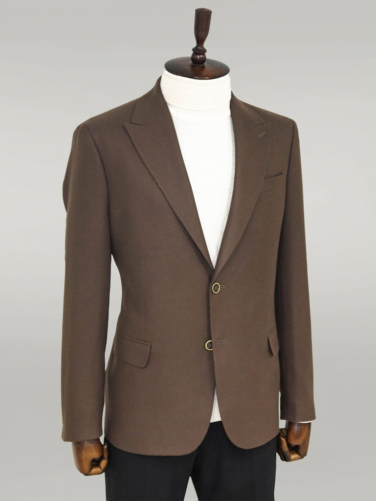 Plain Slim Fit Sport Brown Men Blazer - Wessi