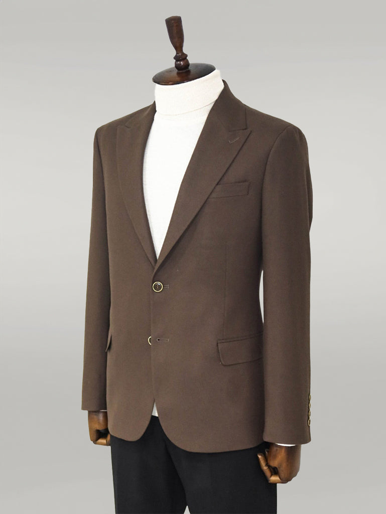 Plain Slim Fit Sport Brown Men Blazer - Wessi