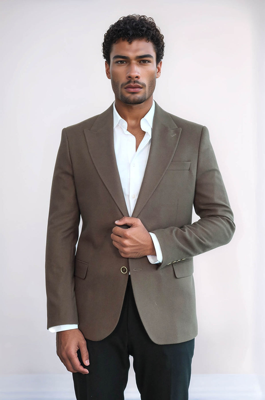 Plain Slim Fit Sport Brown Men Blazer - Wessi