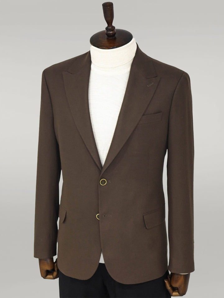 Plain Slim Fit Sport Brown Men Blazer - Wessi