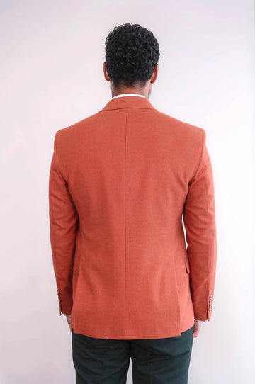 Plain Slim Fit Sport Burgundy Men Blazer - Wessi