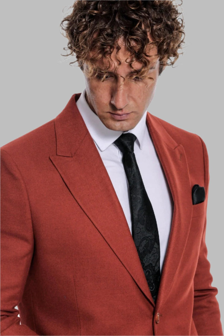 Plain Slim Fit Sport Burgundy Men Blazer - Wessi