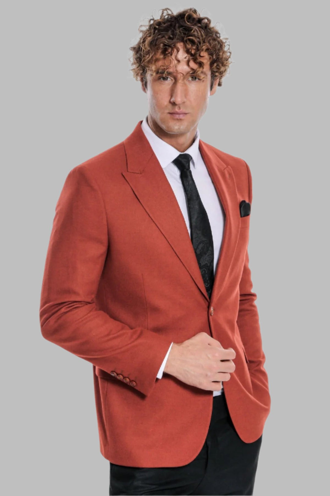 Plain Slim Fit Sport Burgundy Men Blazer - Wessi