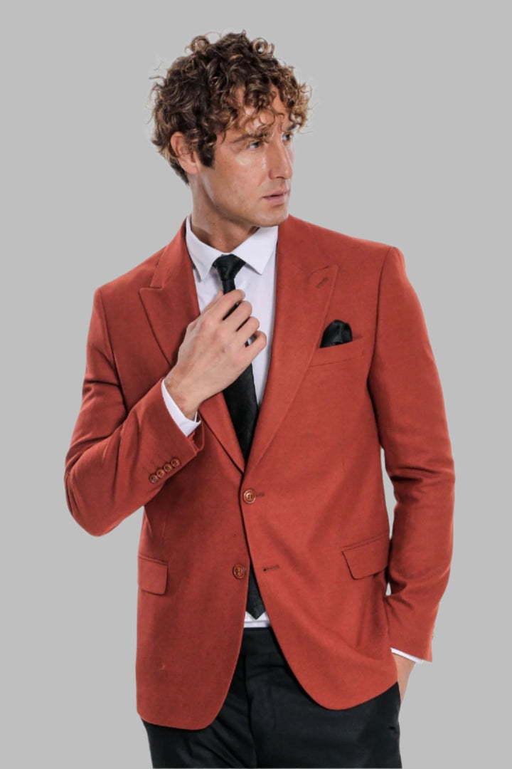 Plain Slim Fit Sport Burgundy Men Blazer - Wessi