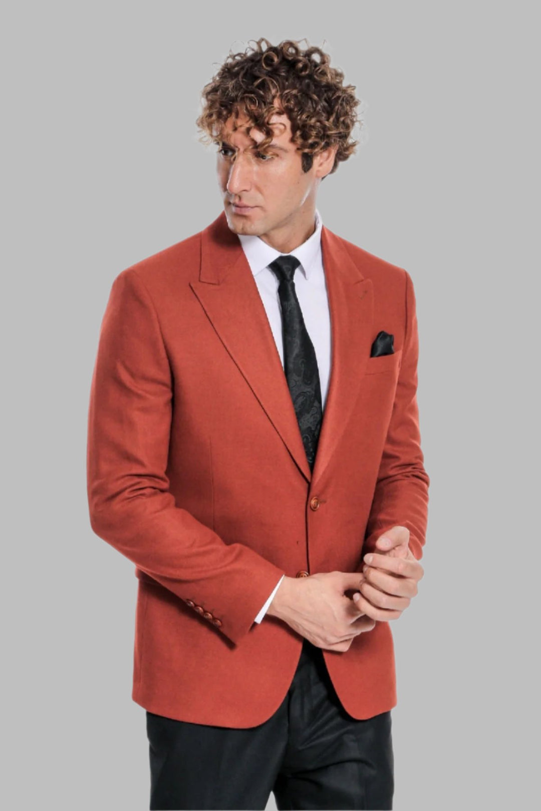 Plain Slim Fit Sport Burgundy Men Blazer - Wessi