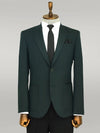 Blazer Hombre Textura Slim Fit Solapa De Pico Verde - Wessi