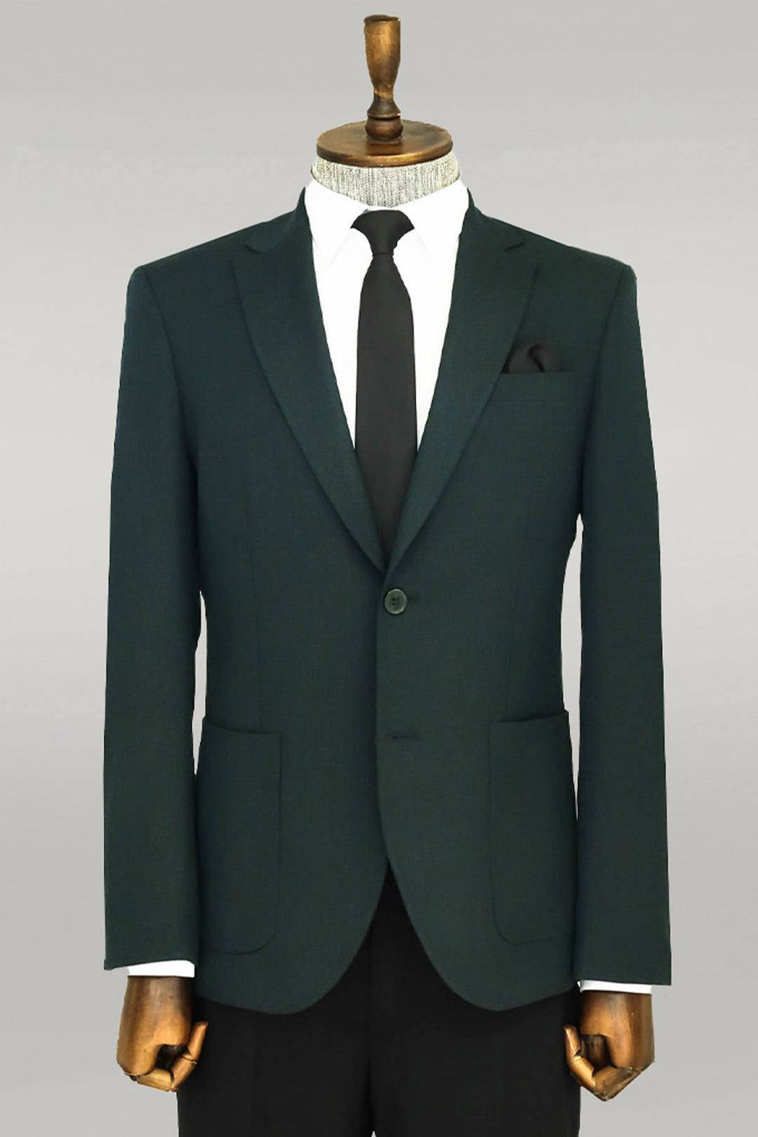 Blazer Texturé Slim Fit Peak Revers Vert Homme - Wessi