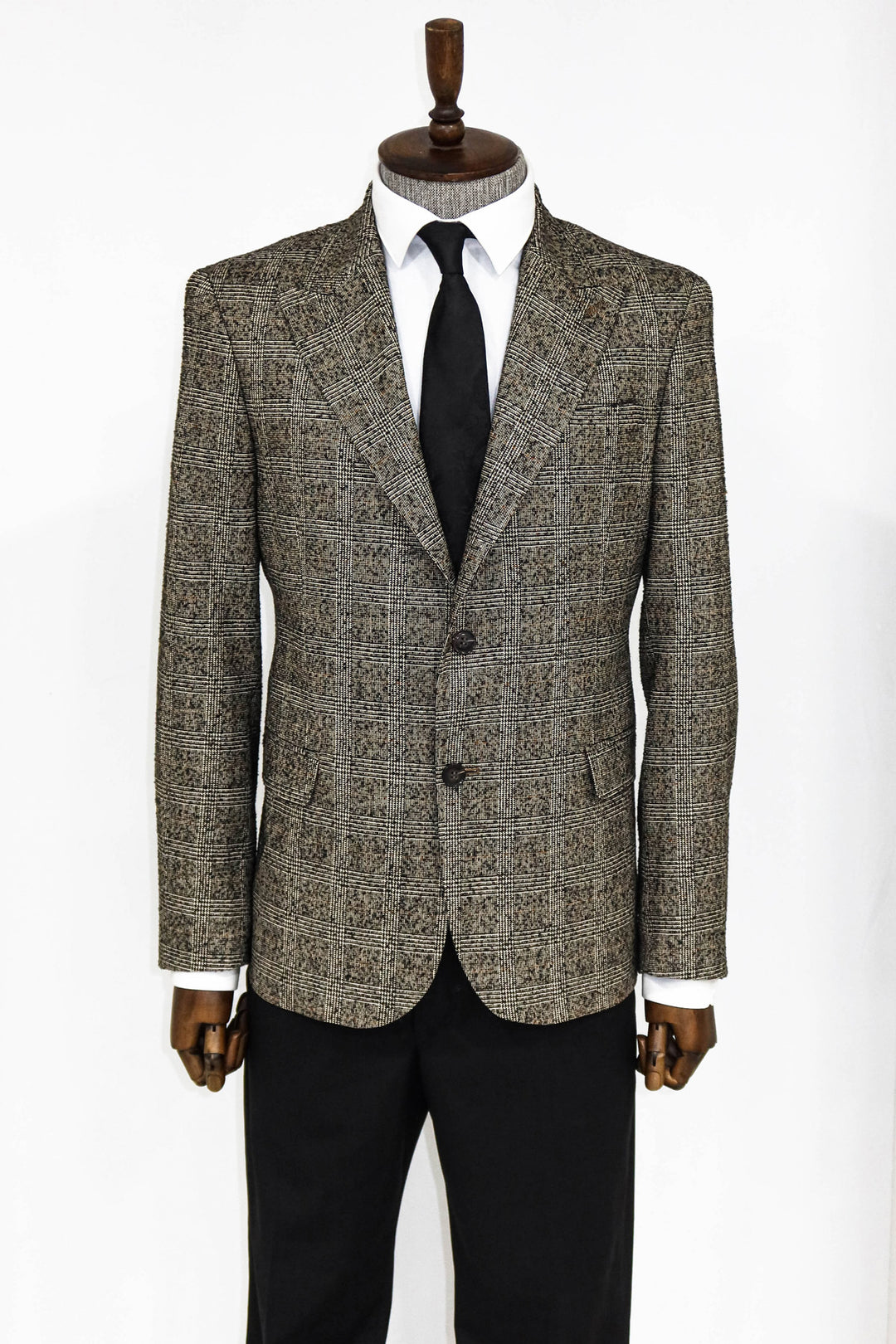 Checked Black Men Blazer and Trousers Combination - Wessi