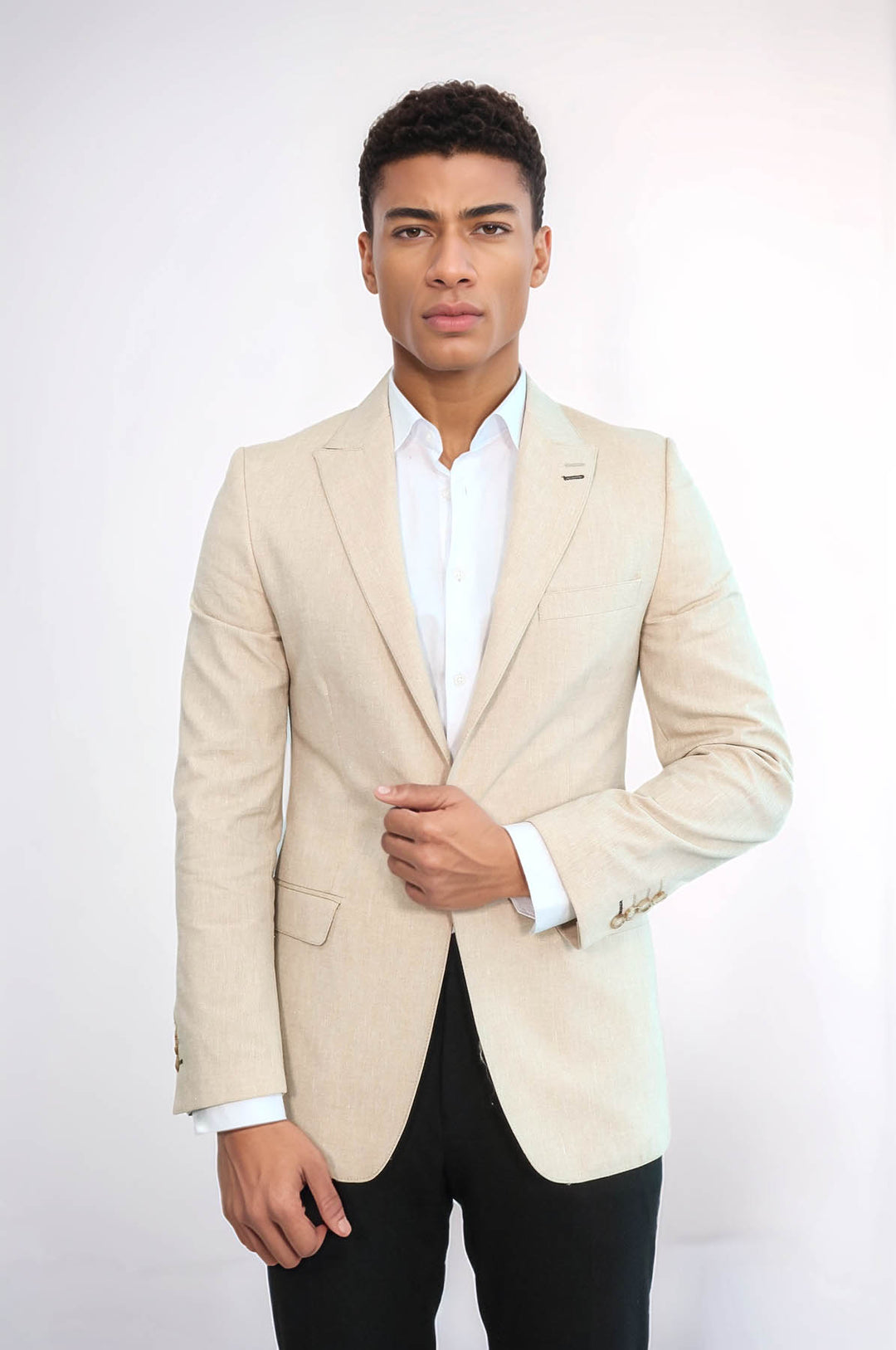 Giacca beige slim fit con revers a lancia - Wessi