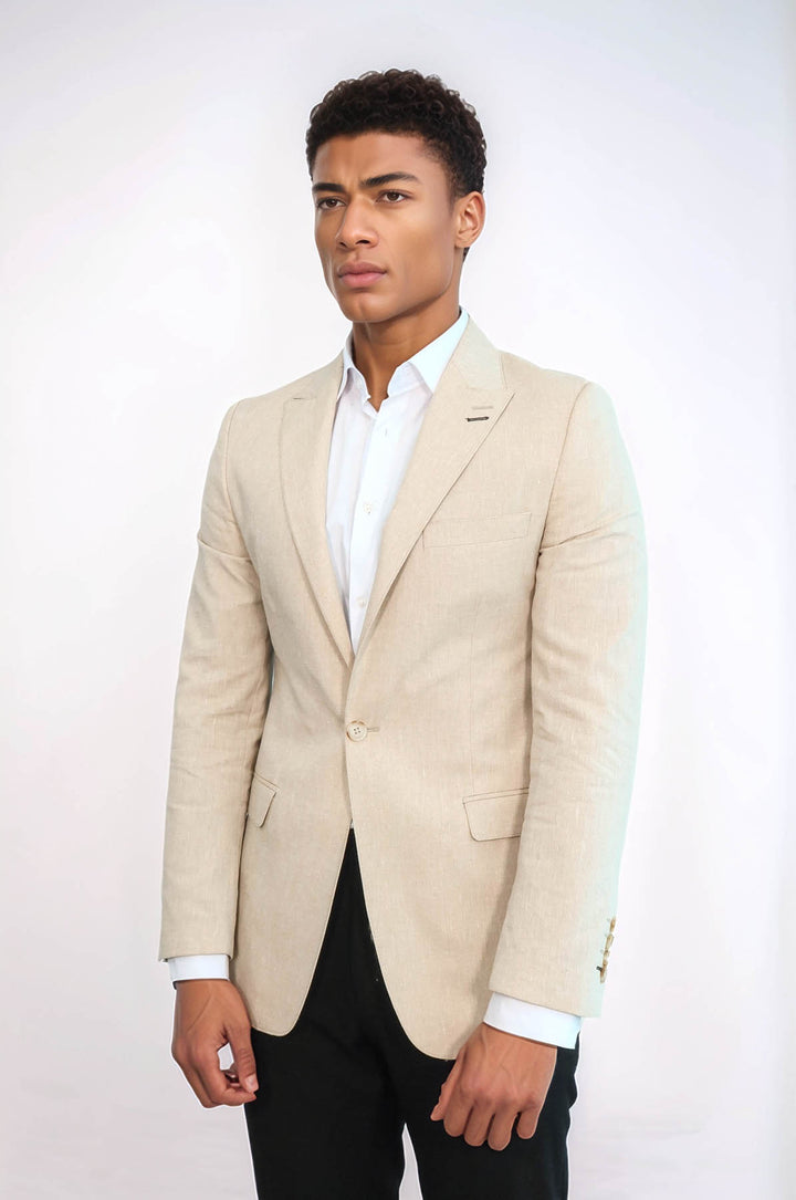 Giacca beige slim fit con revers a lancia - Wessi