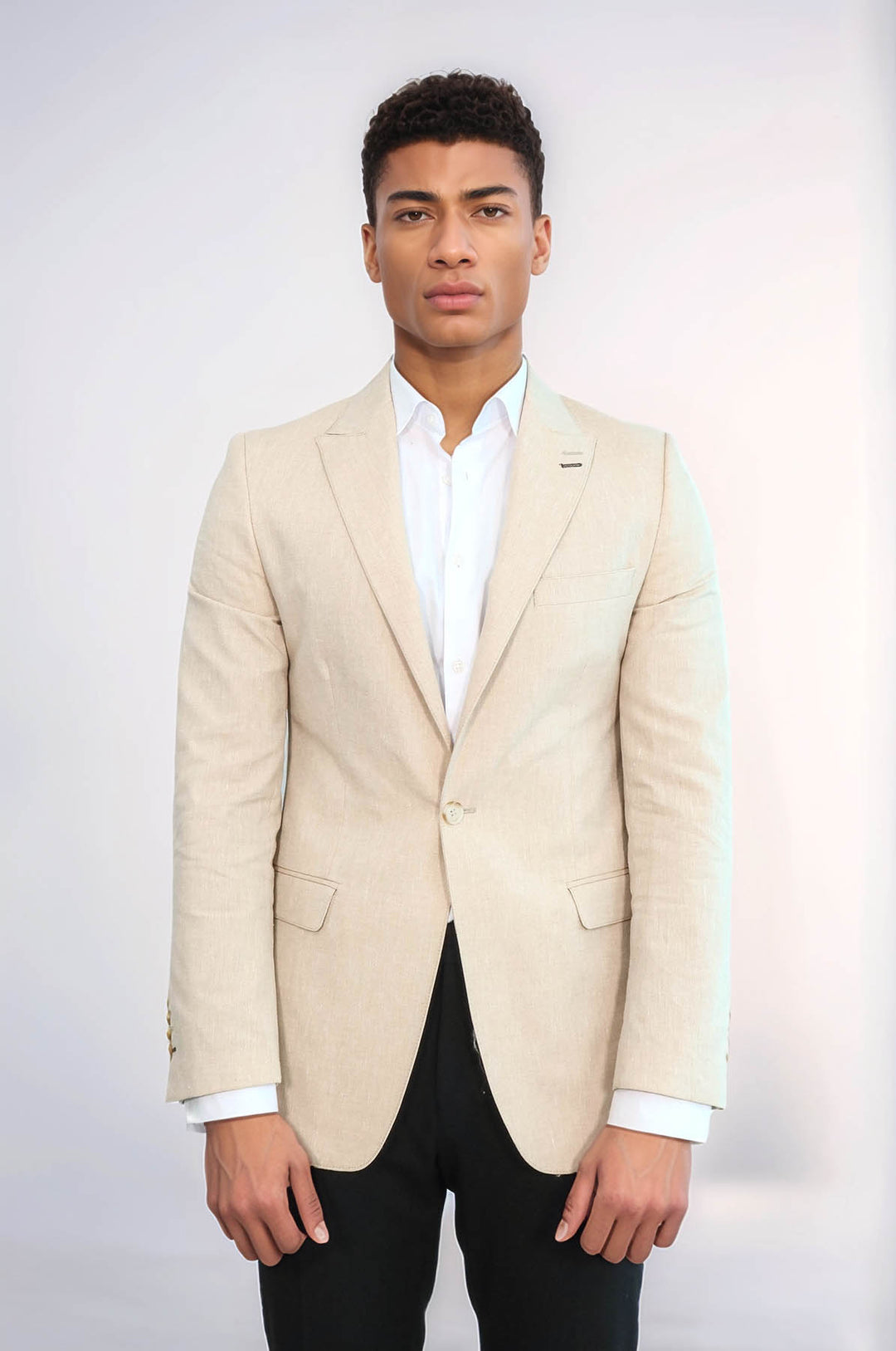 Giacca beige slim fit con revers a lancia - Wessi