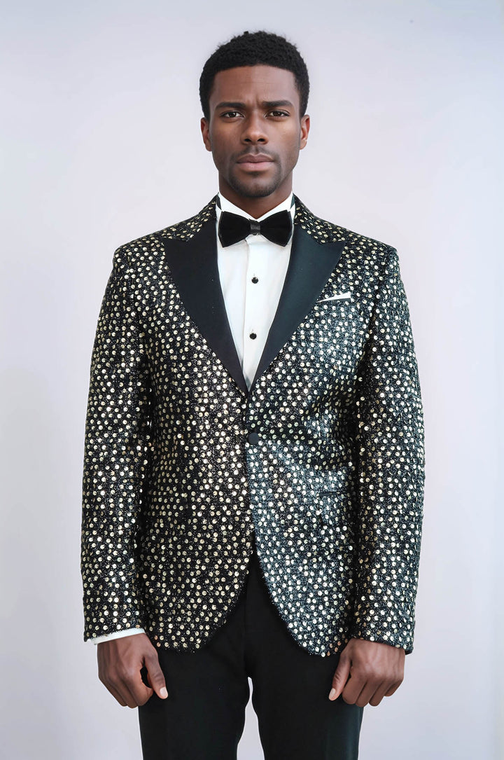 Smoked Sparkly Patterned Party Blazer and Trousers Combination Suit  - Wessi