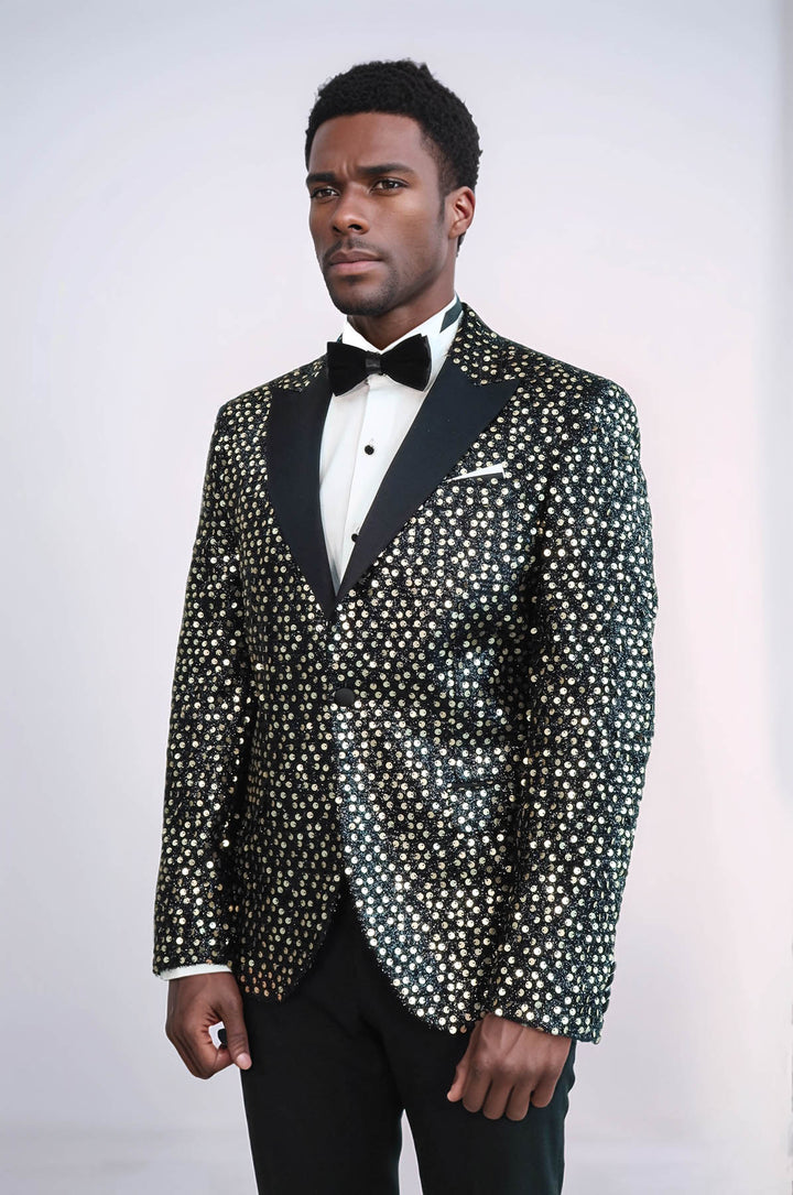 Smoked Sparkly Patterned Party Blazer and Trousers Combination Suit  - Wessi