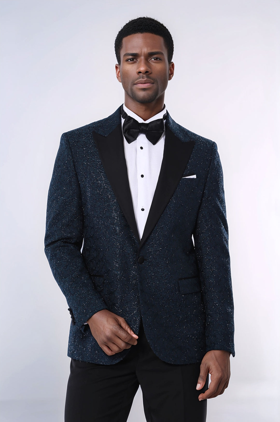 Glitter Pattern Green Men Tuxedo Jacket - Wessi