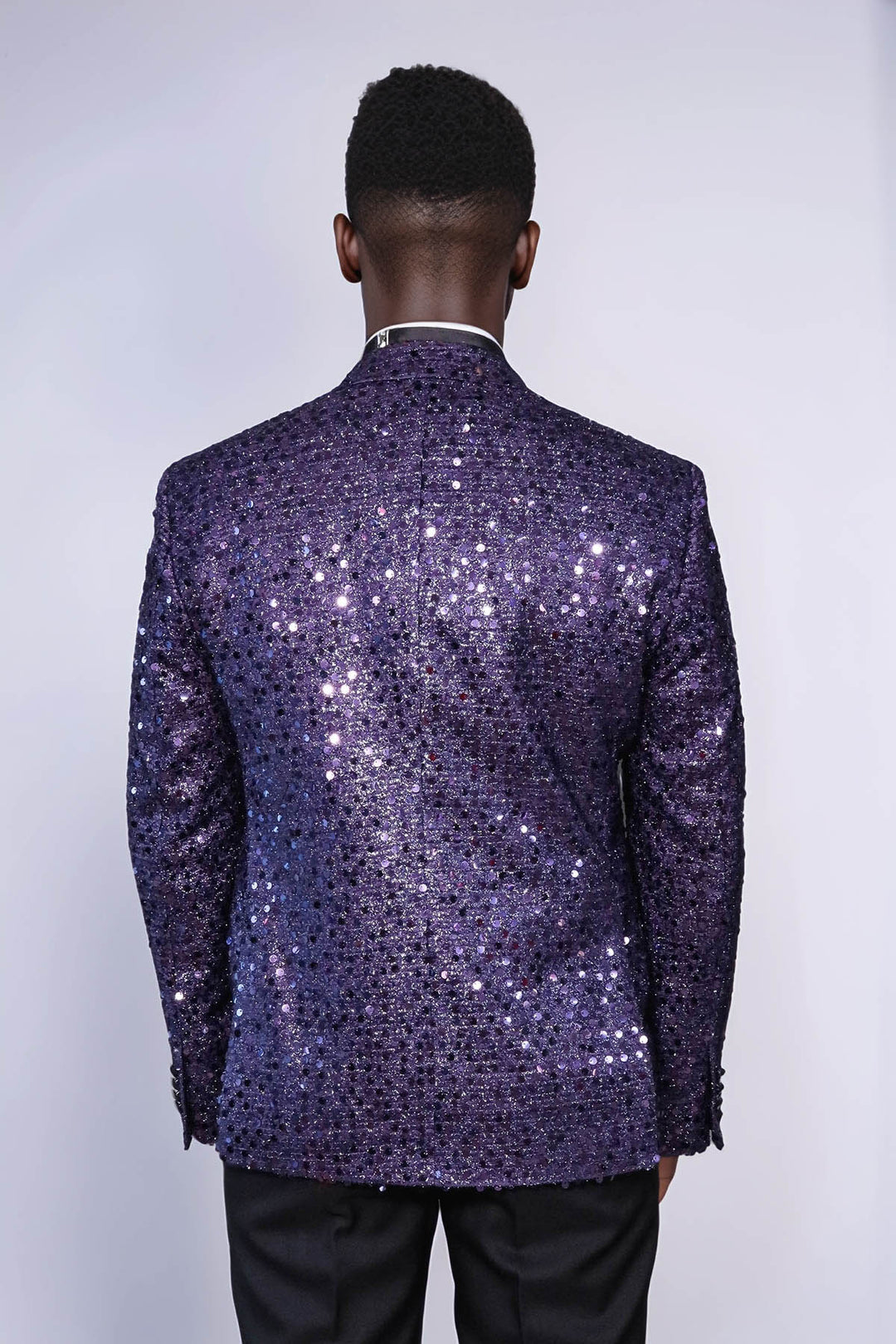 Blazer da uomo viola con motivo glitterato - Wessi