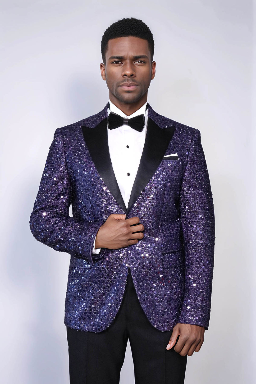 Blazer da uomo viola con motivo glitterato - Wessi