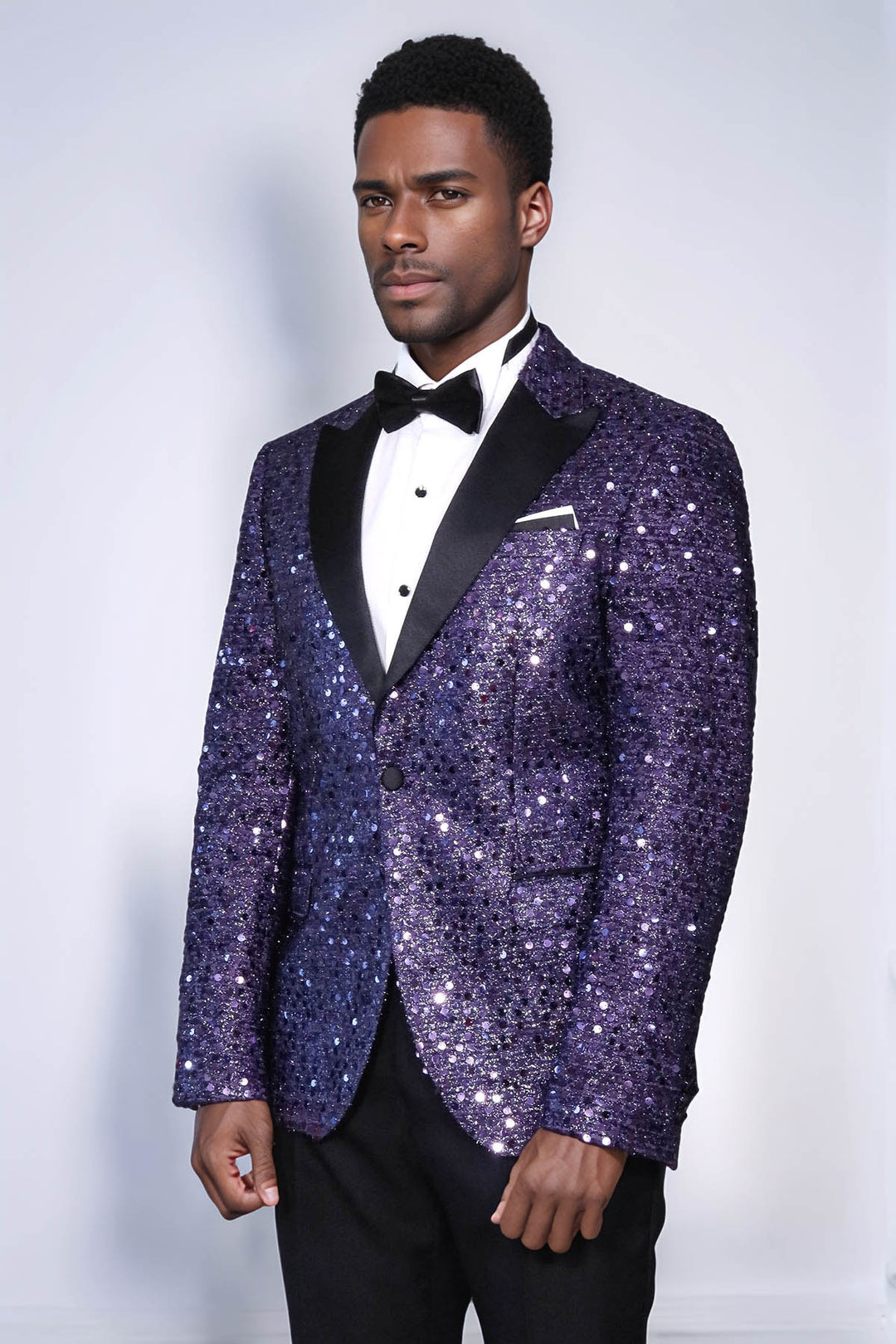 Blazer da uomo viola con motivo glitterato - Wessi