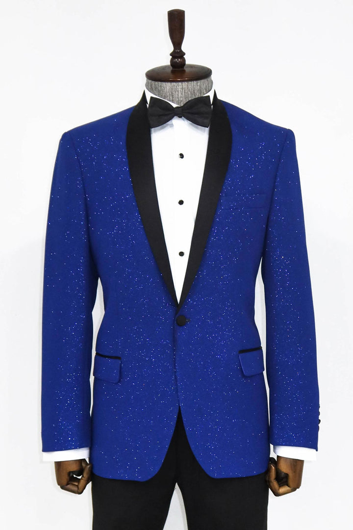 Shawl Lapel Navy Blue Men Prom Blazer abd Trousers Combination- Wessi