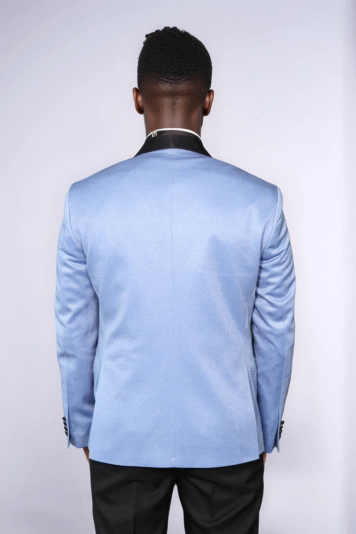 Blazer da uomo con risvolto sciallato, colore blu cielo, - Wessi