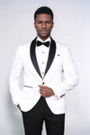 Blazer de fiesta para hombre, color blanco brillante, con solapa tipo chal, corte entallado