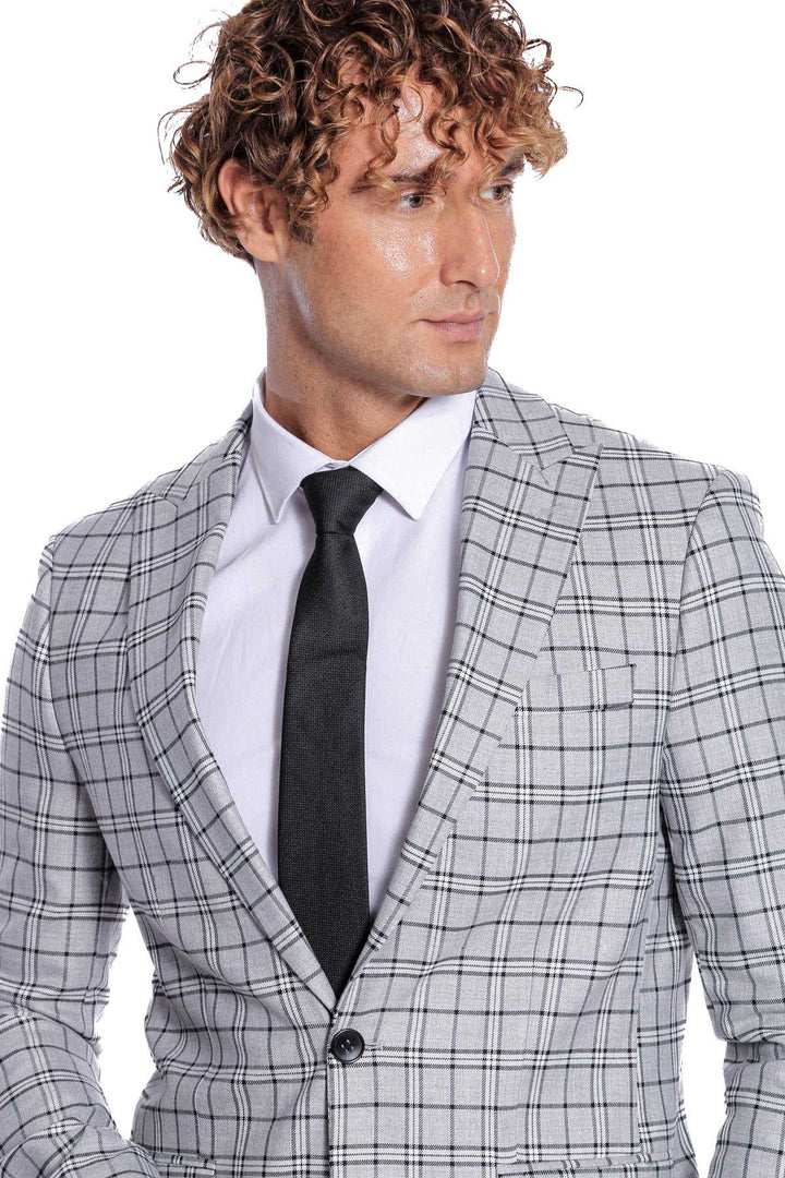 Checked Brown Men Blazer - Wessi