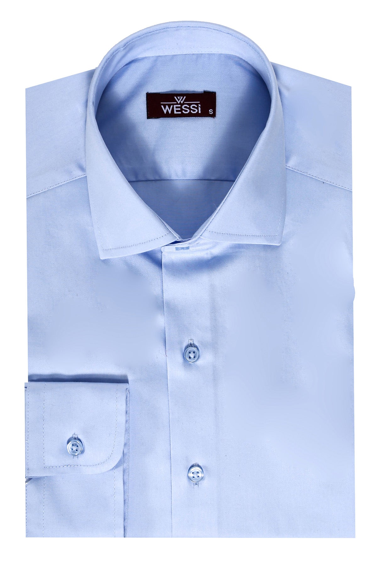 Cotton Satin Sky Blue Men Shirt - Wessi