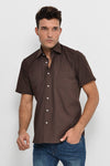 Chemise Homme Marron Uni Manches Courtes - Wessi