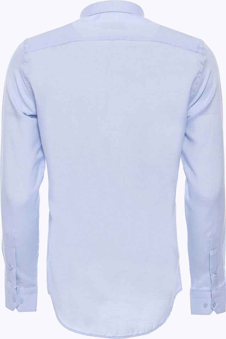 Light Blue Patterned Long Sleeve Shirt - Wessi