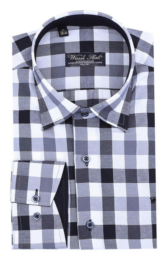 Camicia grigia con fantasia scozzese slim fit - Wessi