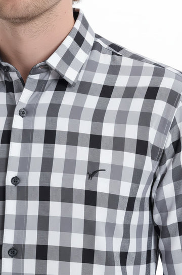 Camicia grigia con fantasia scozzese slim fit - Wessi
