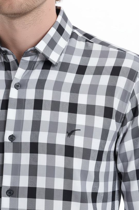 Camicia grigia con fantasia scozzese slim fit - Wessi