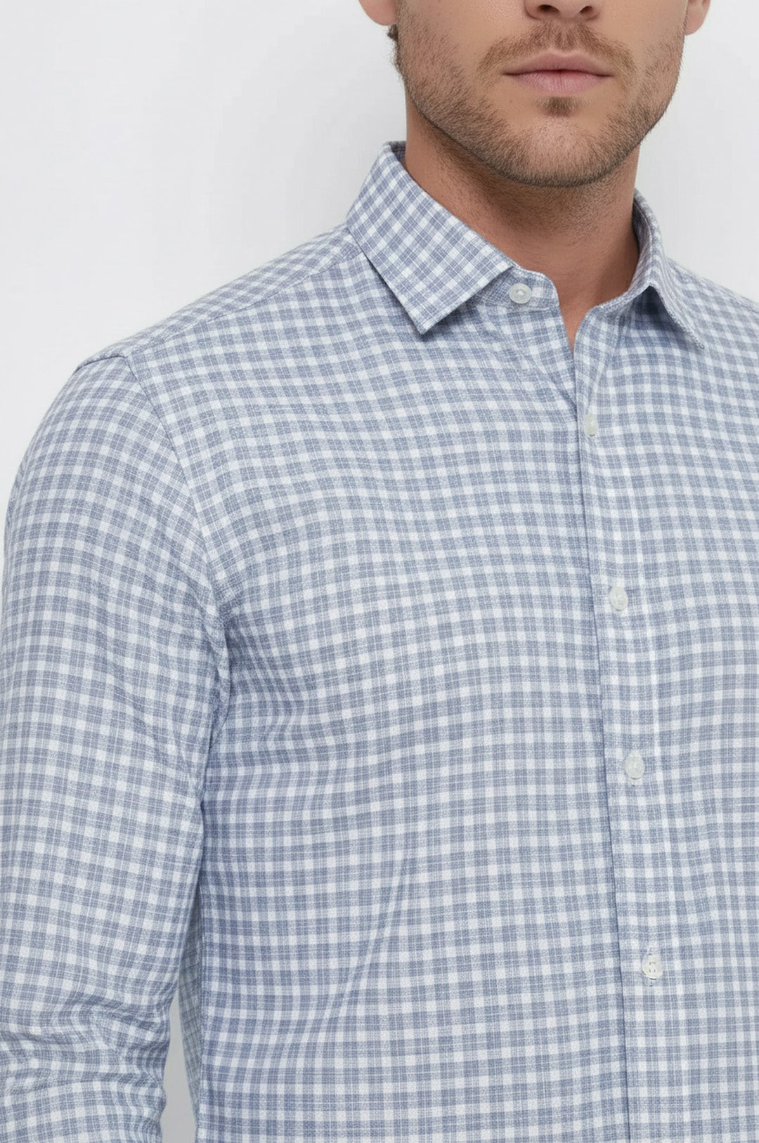 Chemise Bleu Marine à Motifs à Carreaux Coupe Slim - Wessi