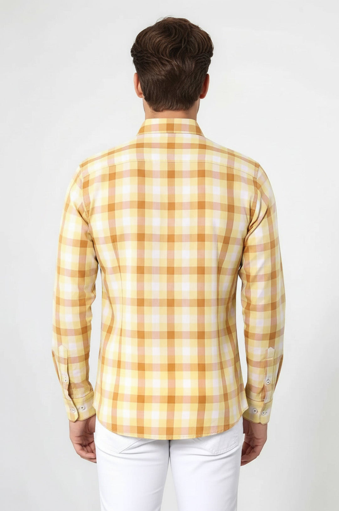 Chemise Jaune à Motifs à Carreaux Coupe Slim - Wessi