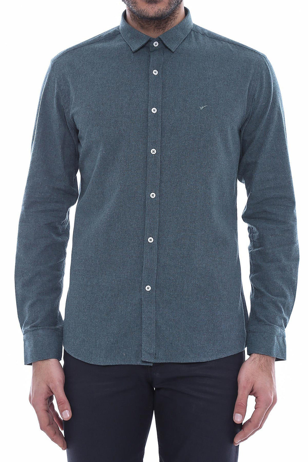 Patterned Wool Green Shirt - Wessi