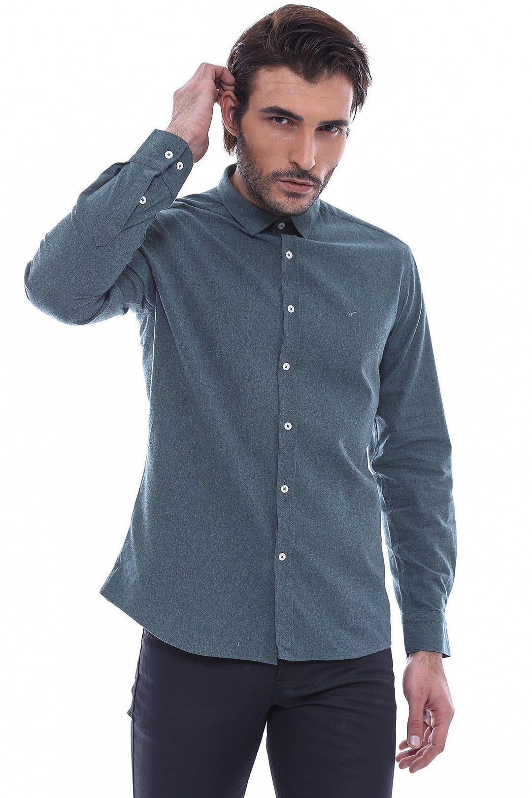 Patterned Wool Green Shirt - Wessi