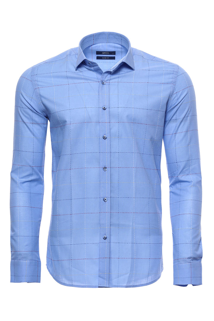 Chemise à carreaux bleus coupe slim - Wessi