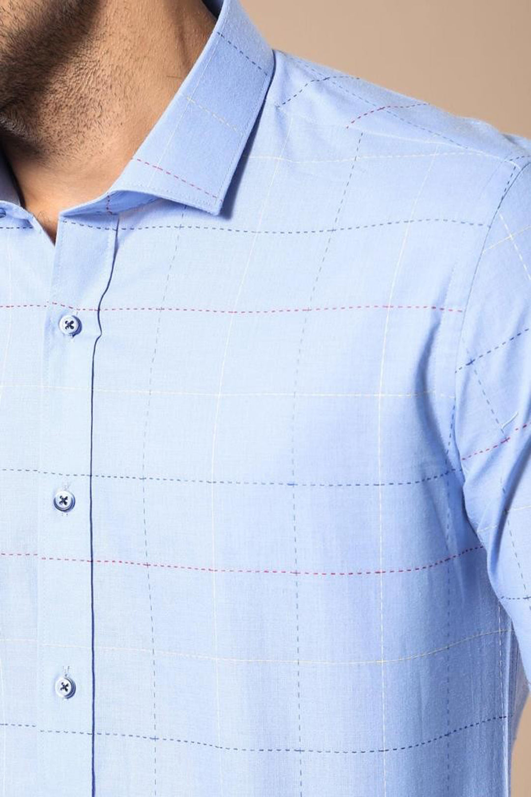 Chemise à carreaux bleus coupe slim - Wessi