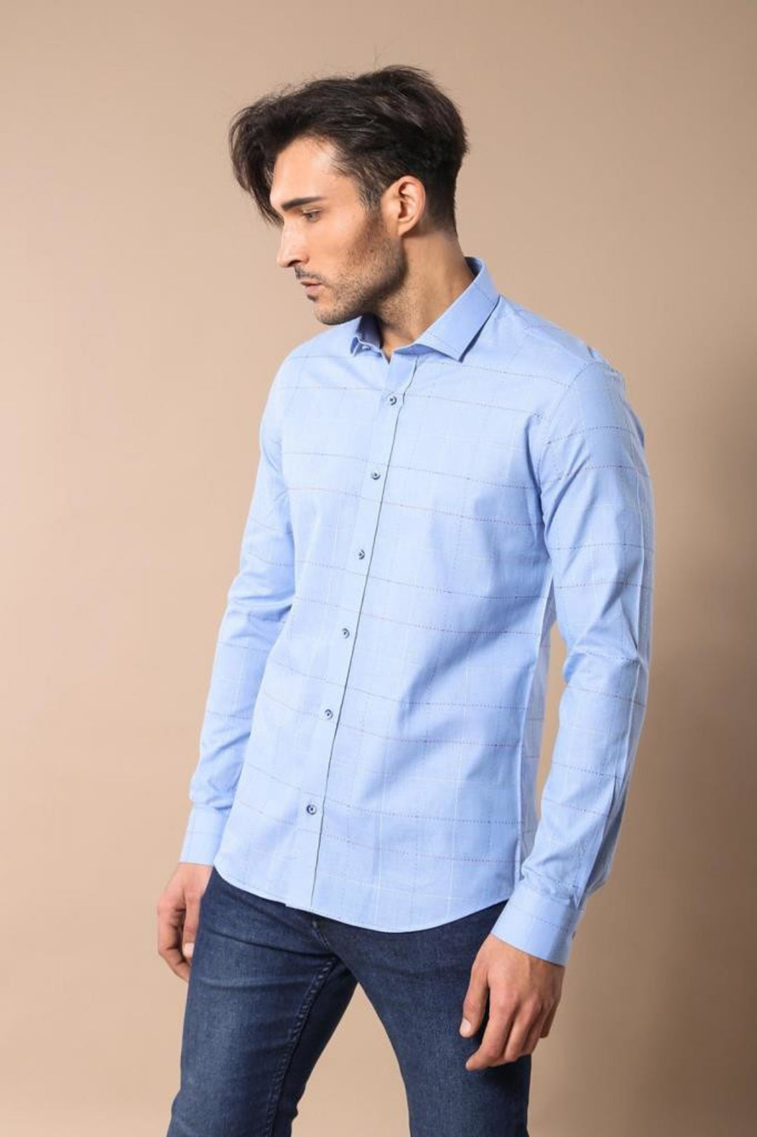 Chemise à carreaux bleus coupe slim - Wessi