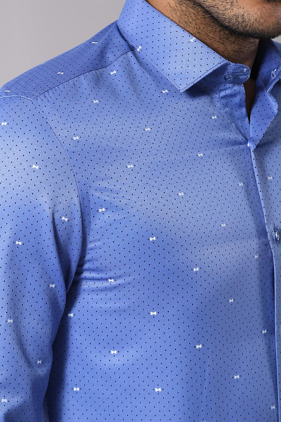 Chemise bleue à pois | Wessi - Wessi