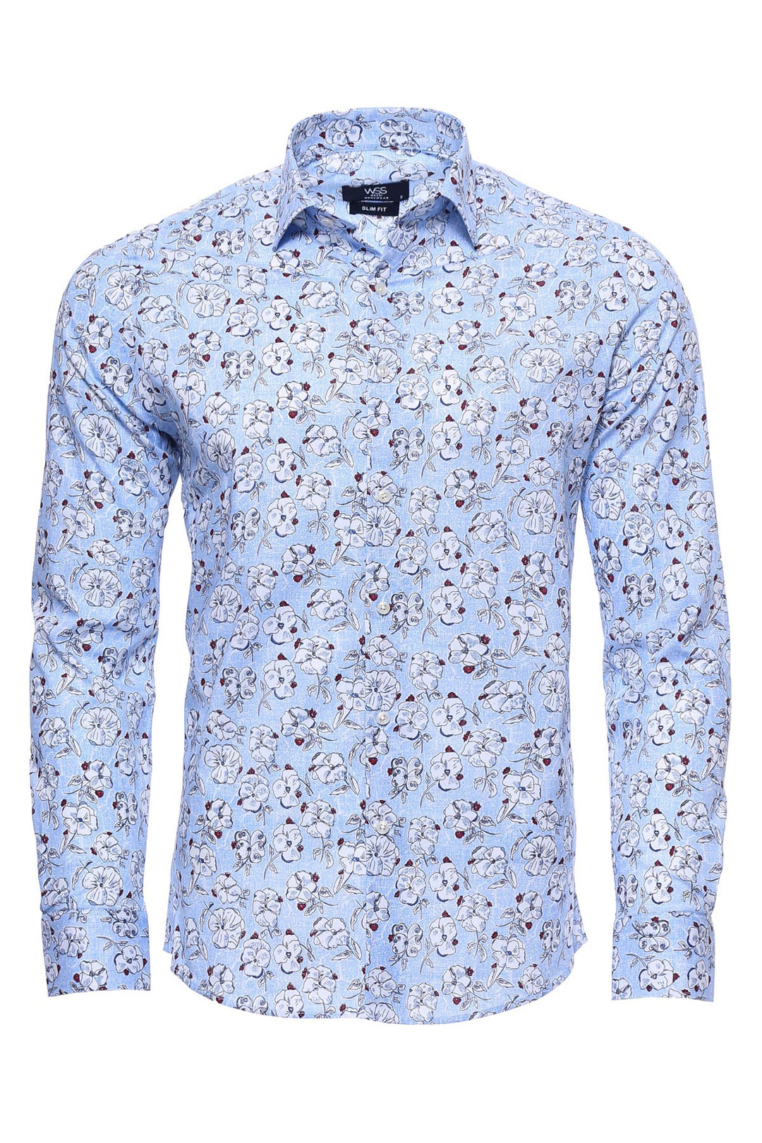 Chemise bleu clair en coton à motifs - Wessi