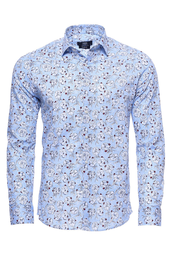 Chemise bleu clair en coton à motifs - Wessi