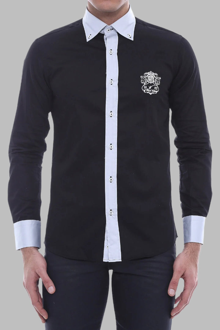 Camisa Sport Hombre Algodón-Satén Negro - Wessi