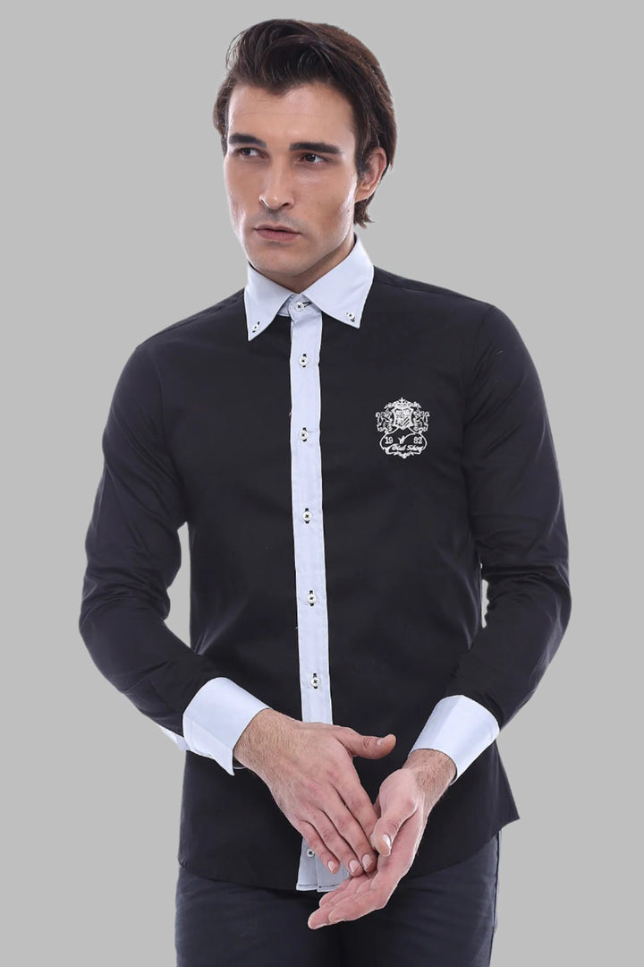 Camisa Sport Hombre Algodón-Satén Negro - Wessi