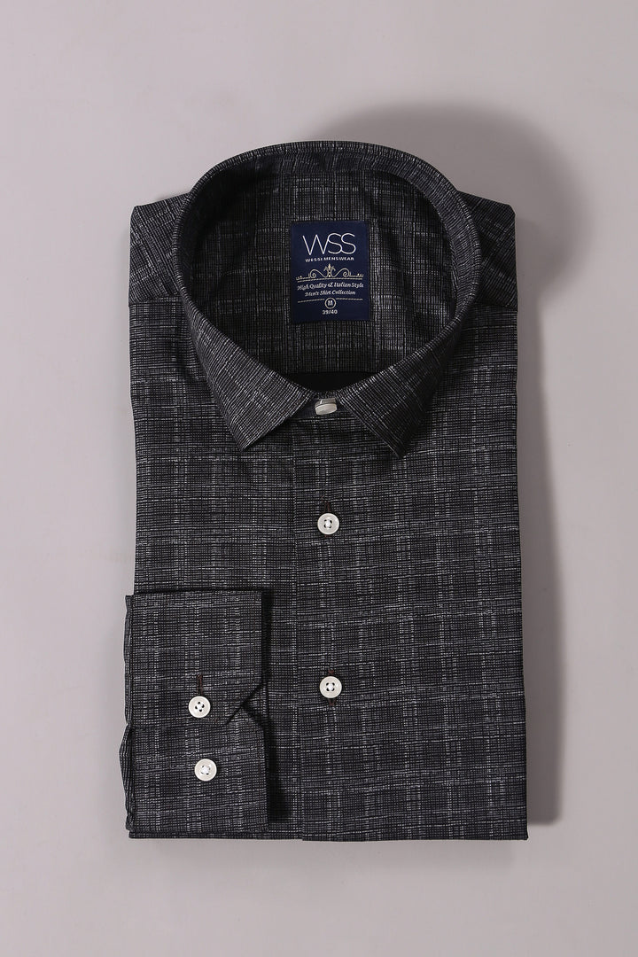 Camisa negra con estampado de cuadros | Wessi - Wessi