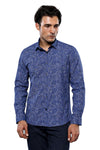 Camisa Damasco Manga Larga Hombre Azul - Wessi