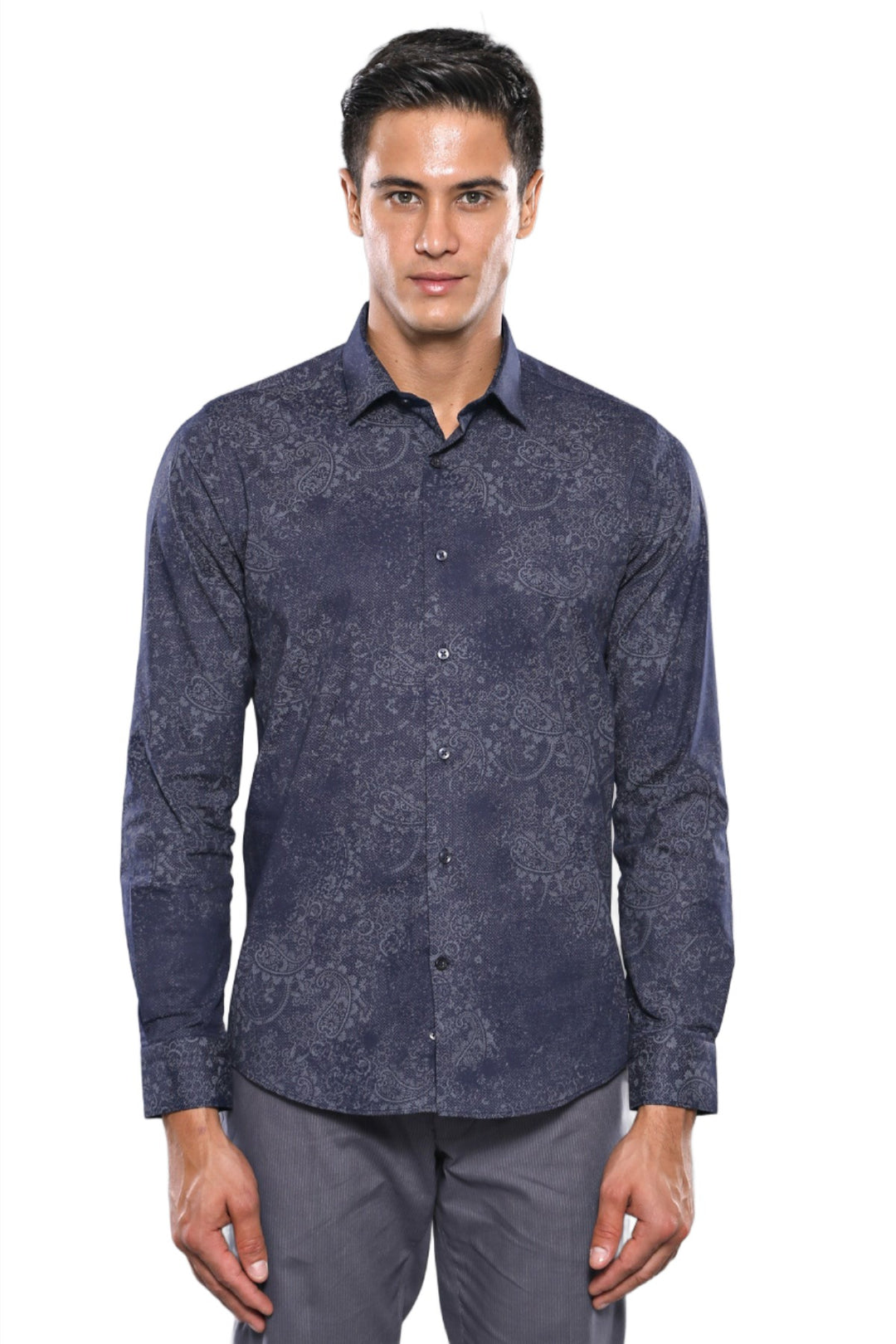 Chemise bleu marine à motifs | Wessi - Wessi