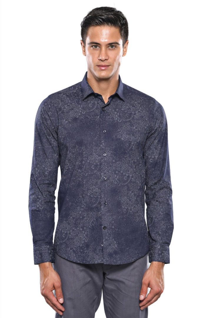 Chemise bleu marine à motifs | Wessi - Wessi