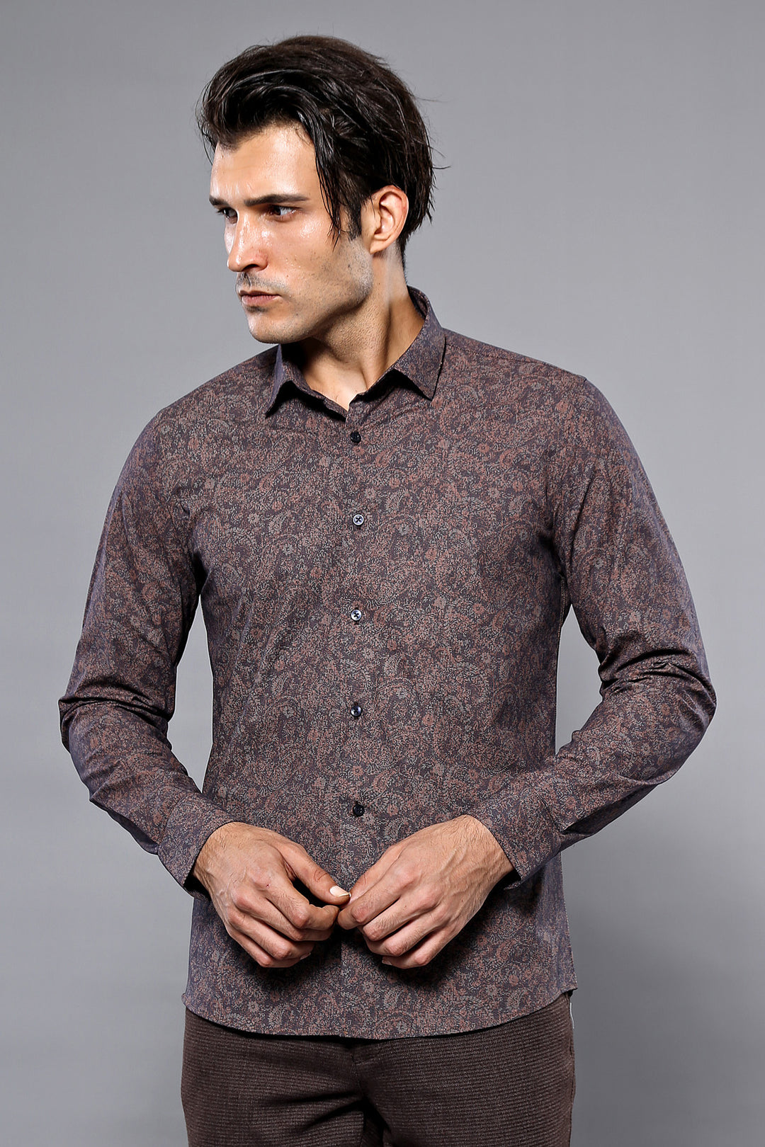 Chemise à motifs marron | Wessi - Wessi