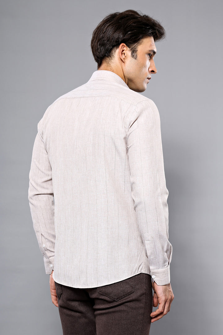 Plaid Beige Slim-Fit Shirt | Wessi - Wessi